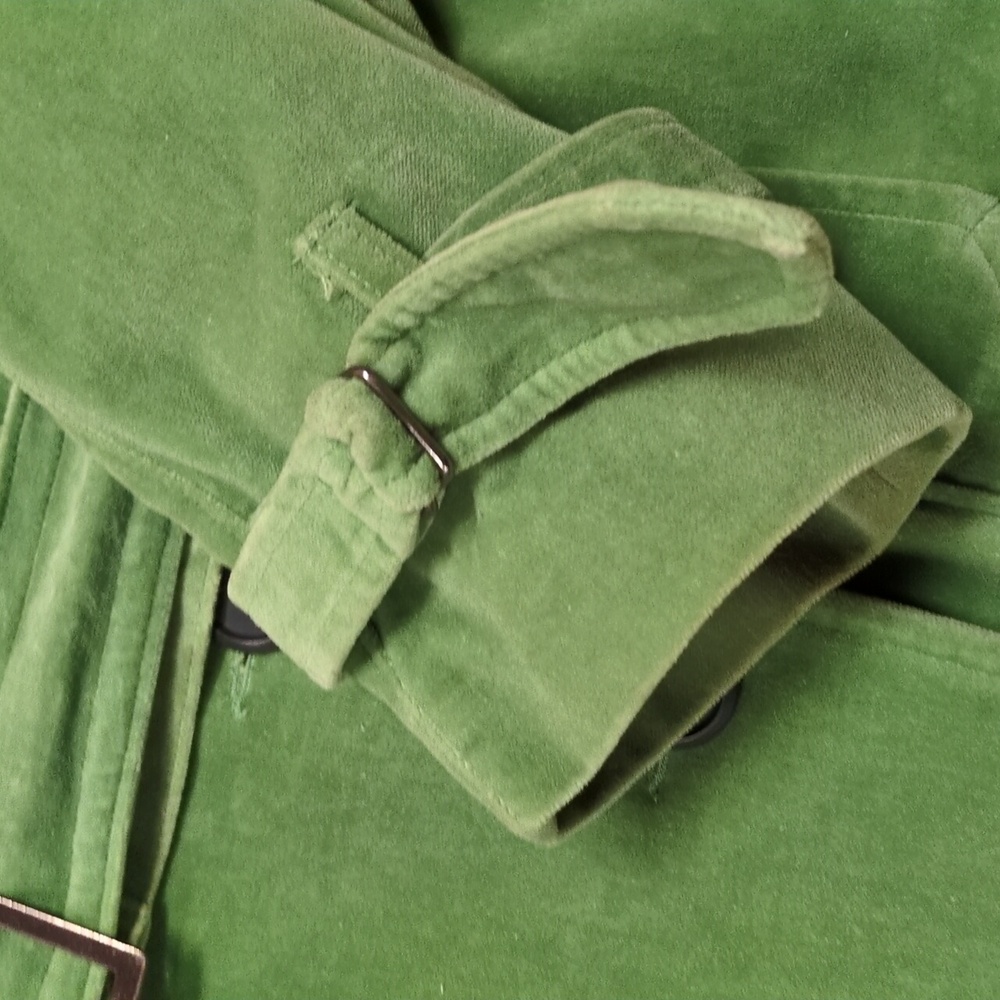 Beau Dawson Green Velvet Double Breasted Trenchcoat Size Small - Picture 6 of 11